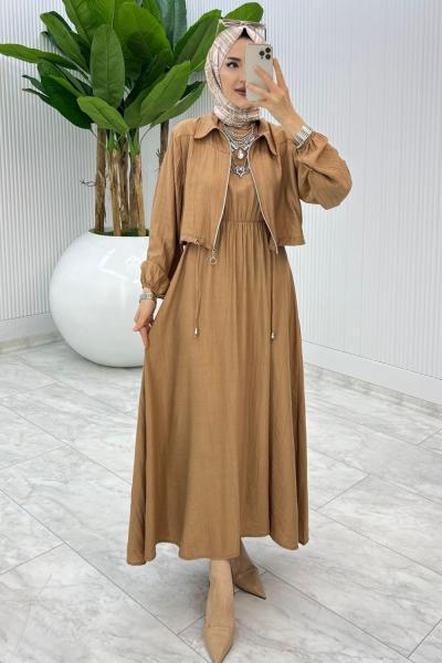 Vizon Jale Elbise Takım Tesettür Giyim Vizon