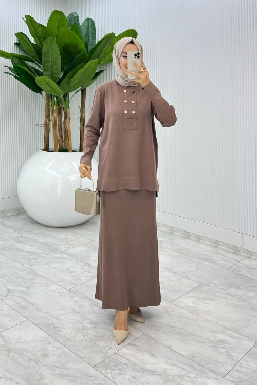 Vizon Premium Asiye  Triko Etek Takım  Vizon