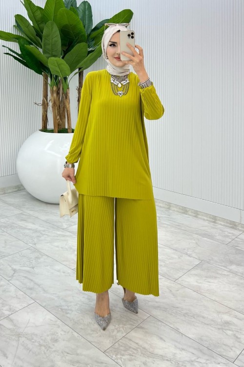 Yağ Yeşil  Bilge Pantolon Takım Tesettür Giyim Yağ Yeşili