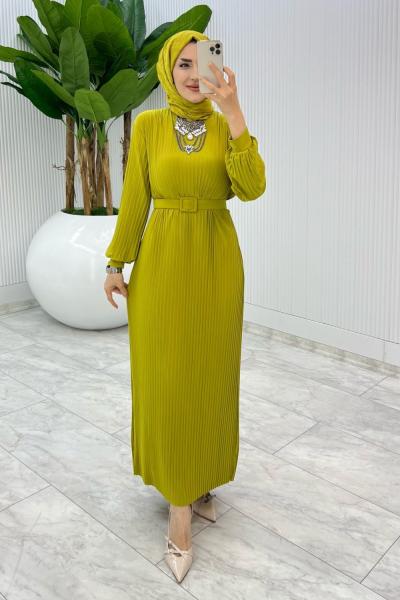 Yağ Yeşil Yıldız Elbise Tesettür Giyim Yağ Yeşili