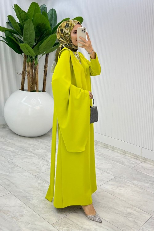 Yağ Yeşil Premium Yağmur Elbise Tesettür Giyim Yağ Yeşili