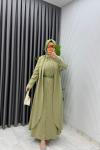 Yağ Yeşil Premium Pera Elbise Ferace Tesettür Giyim Yağ Yeşili