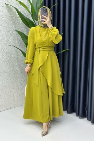 Yağyeşili Hanzade Takım Tesettür Giyim  Yağ Yeşili