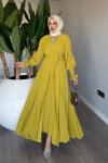 Yağyeşili Meşk Abaya Takım Tesettür Giyim  Yağ Yeşili