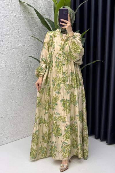 Yeşil Dilşah Elbise Tesettür Giyim Yeşil