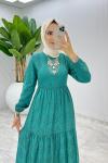 Yeşil Jasmin Brode Elbise Tesettür Giyim Yeşil