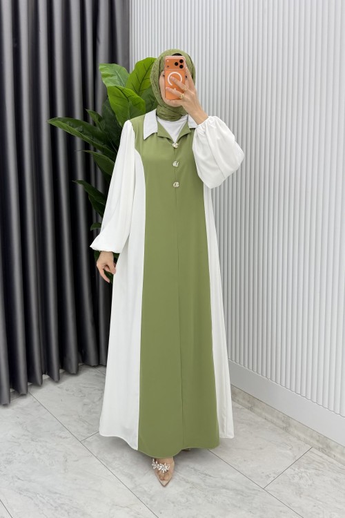 Yeşil Premıum  Aden ELbise Tesettür Giyim  Yeşil