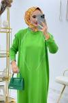 Yeşil Şıkır Triko Elbise Tesettür Giyim