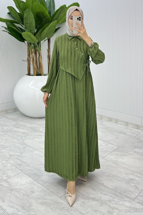 Yeşil Şehnaz Elbise Tesettür Giyim  Yeşil