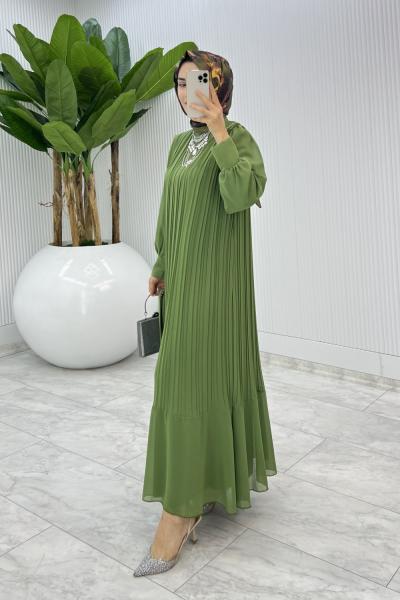 Yeşil Şoray Elbise Tesettür Giyim Yeşil