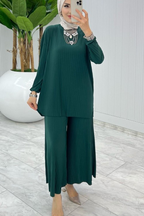 Zümrüt  Bilge Pantolon Takım Tesettür Giyim Zümrüt