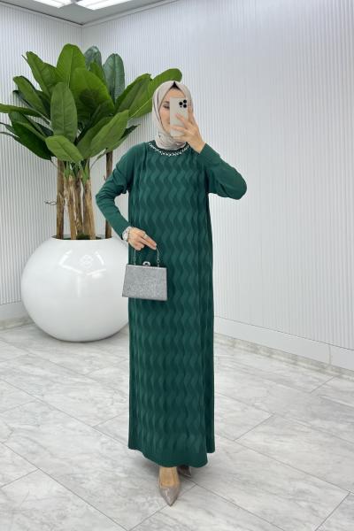 Zümrüt  İzel Triko Elbise Tesettür Giyim  Zümrüt