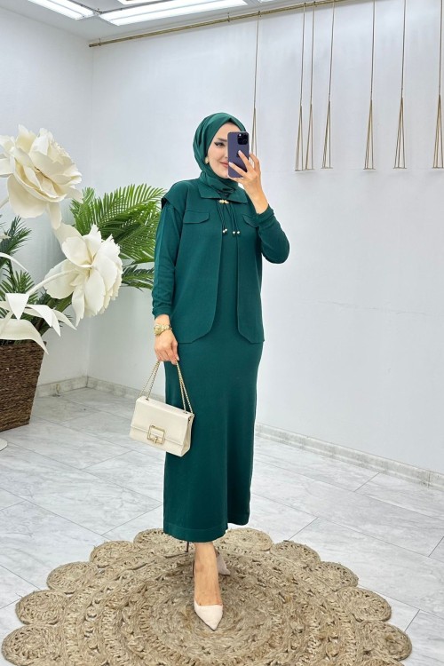 Zümrüt Bade Triko Takım Tesettür Giyim Zümrüt