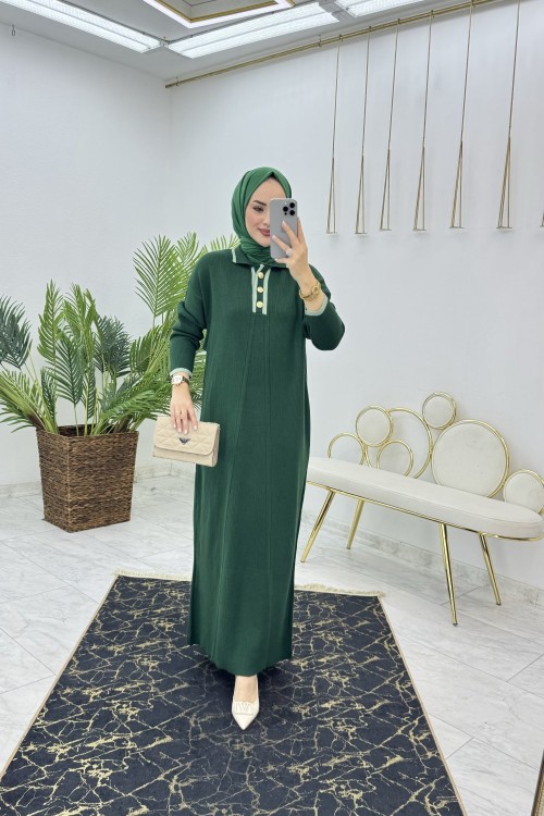 Zümrüt Emsal Triko Elbise Tesettür Giyim Zümrüt
