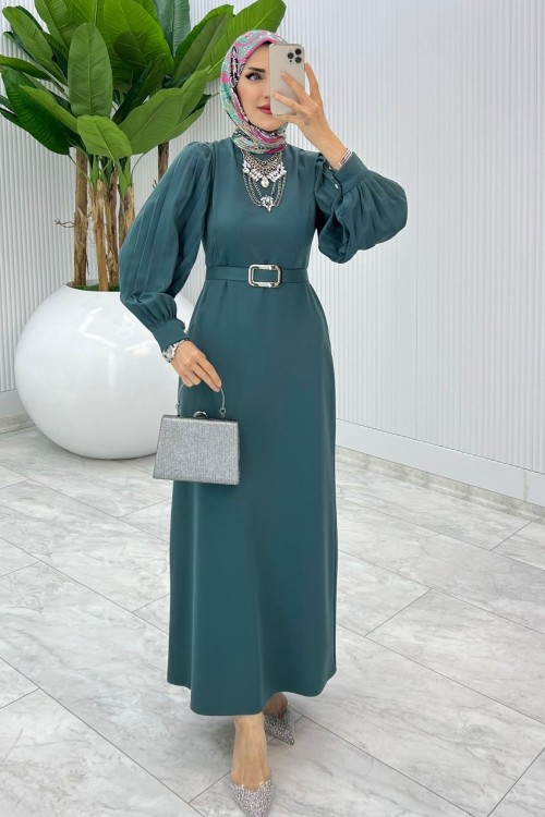 Zümrüt Kalem Elbise Tesettür Giyim Zümrüt