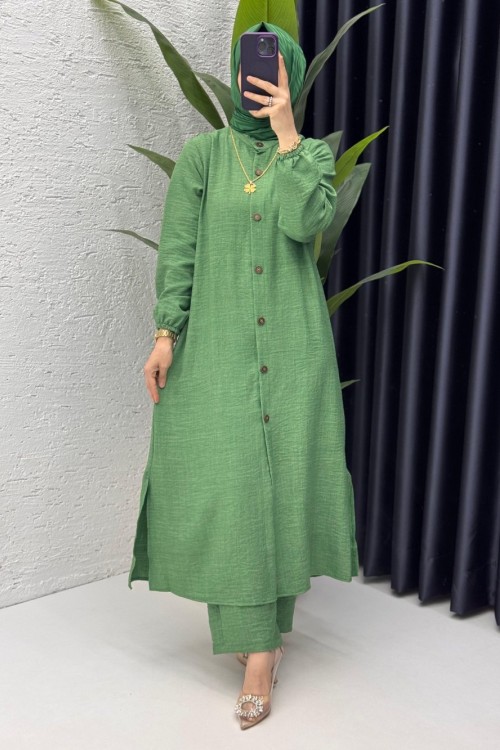 Zümrüt Mehtap Takım Tesettür Giyim Zümrüt