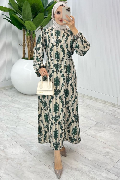 Zümrüt Nuran Elbise Tesettür Giyim Zümrüt