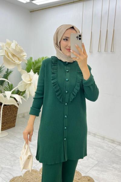 Zümrüt Pera Triko Takım Tesettür Giyim Zümrüt