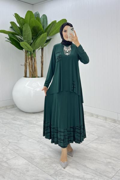 Zümrüt Umay Etek Takım Tesettür Giyim Zümrüt
