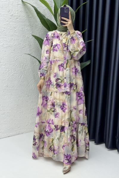 Açelya Elbise Tesettür Giyim Lila