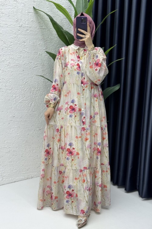 Açelya Elbise Tesettür Giyim Pembe