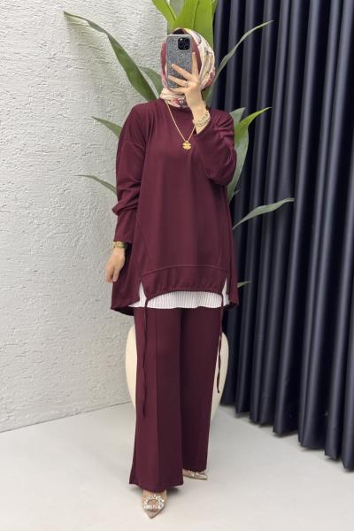 Aden Takım Tesettür Giyim  Bordo