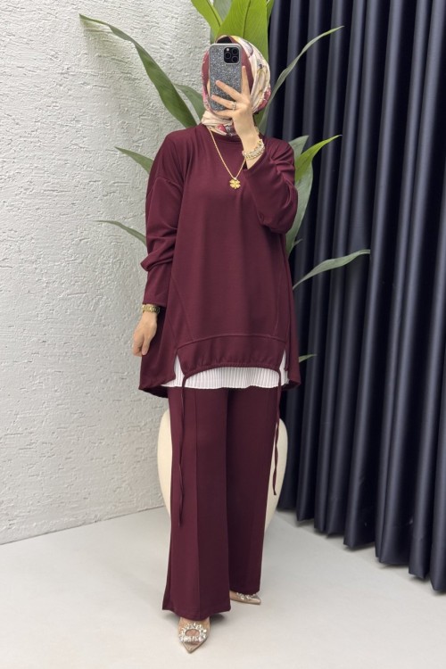 Aden Takım Tesettür Giyim  Bordo