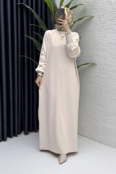 Afife Elbise Tesettür Giyim Taş Rengi