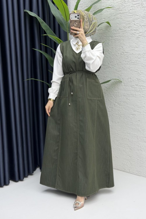 Afize Kot Jile Tesettür Giyim  Haki