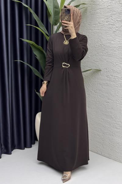 Afra Elbise Tesettür Giyim Kahve