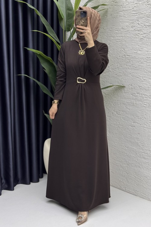 Afra Elbise Tesettür Giyim  Kahve