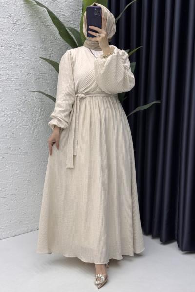 Ahsen Elbise Tesettür Giyim Taş Rengi