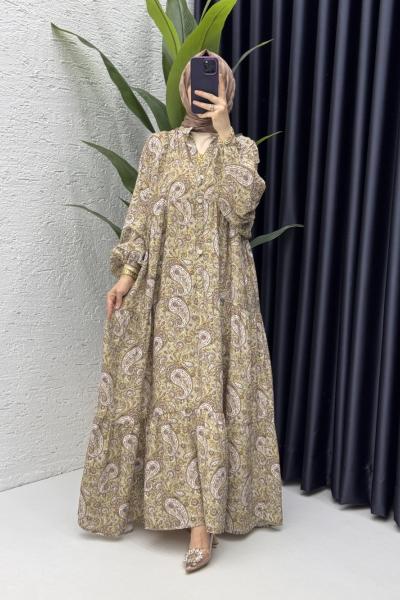 Ahu Elbise Tesettür Giyim Yeşil