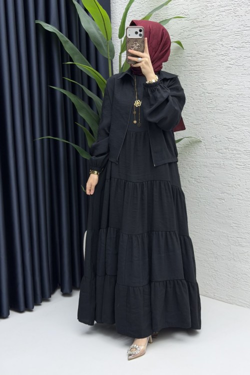 Ahu Elbise Tesettür Giyim  Siyah