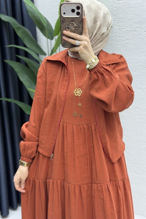 Ahu Elbise Tesettür Giyim  Kiremit