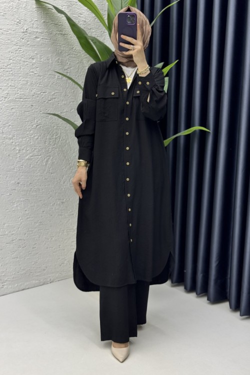 Amine Takım Tesettür Giyim Siyah