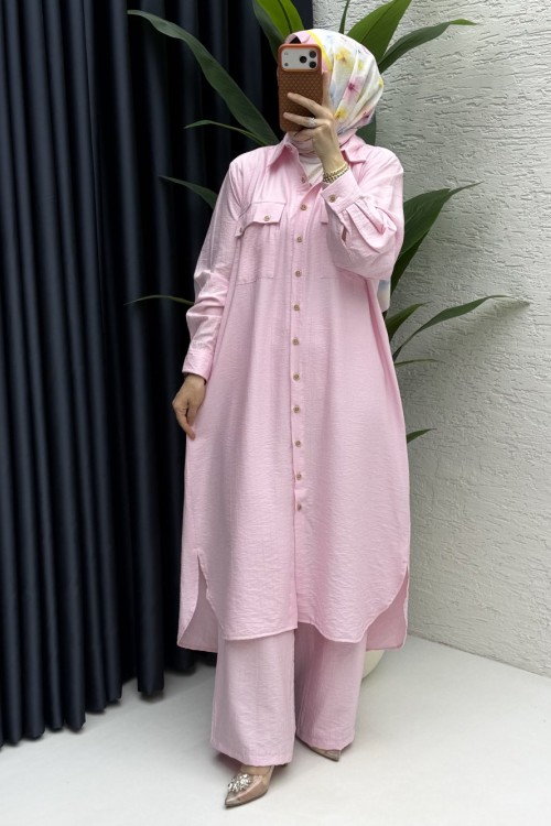 Amine Takım Tesettür Giyim  Pembe