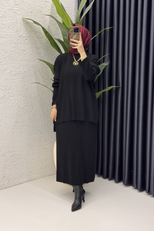 Asel Takım Tesettür Giyim  Siyah