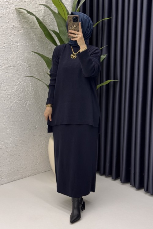Asel Takım Tesettür Giyim  Lacivert