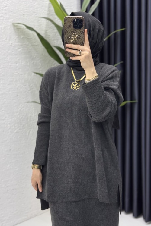 Asel Takım Tesettür Giyim  Antrasit