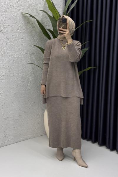 Asel Takım Tesettür Giyim Vizon