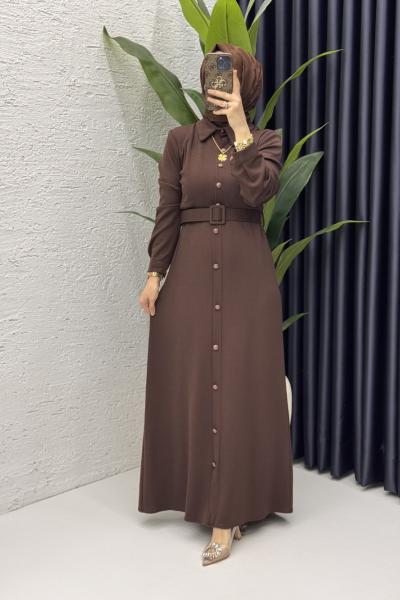 Asu Elbise Tesettür Giyim Kahve