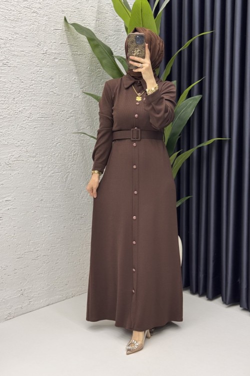 Asu Elbise Tesettür Giyim  Kahve