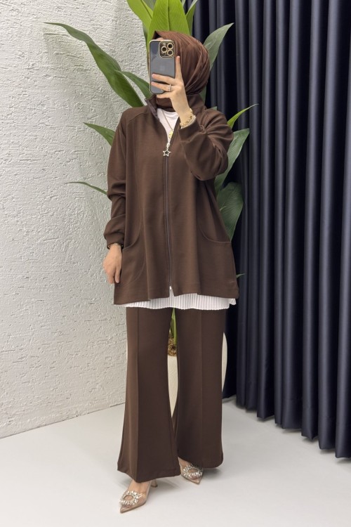 Aybike Takım Tesettür Giyim  Kahverengi