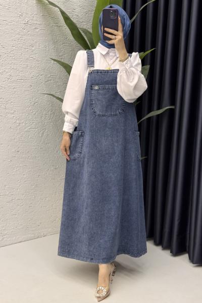 Ayla Kot Jile Tesettür Giyim Mavi