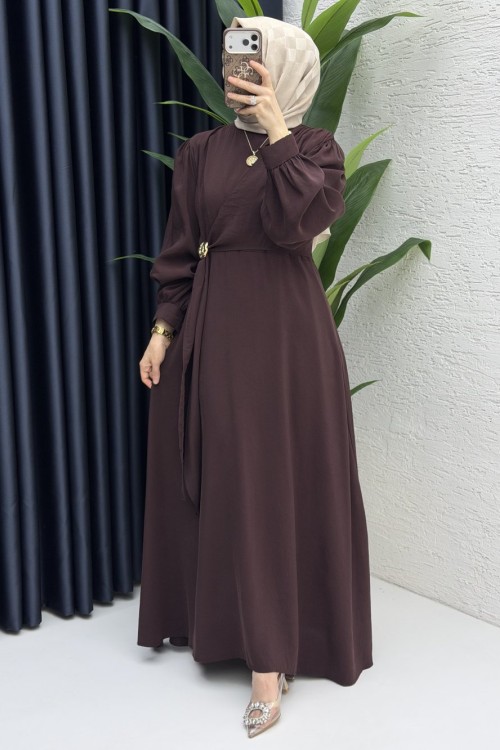 Ayliz Elbise Tesettür Giyim  kızıl kahve
