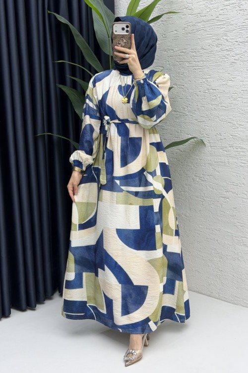 Ayşin Elbise Tesettür Giyim Lacivert