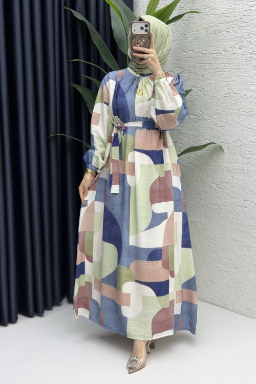 Ayşin Elbise Tesettür Giyim Mavi