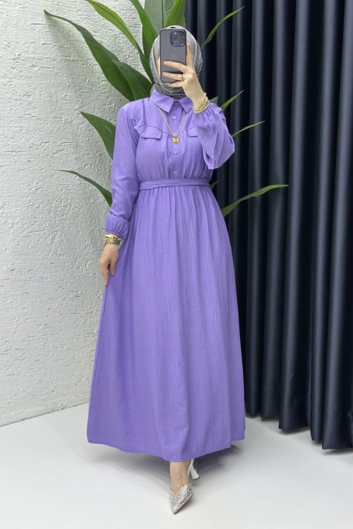 Aysu Tesettür Elbise Lila