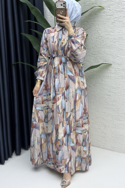 Ayza Elbise Tesettür Giyim  Mavi